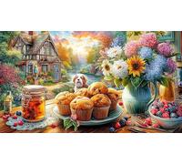 Coffee_cake_and-art-supplies-on-a-colorful-table Puzzle per donne e uomini 1000 pezzi Gioco familiare divertente & stimolante Giochi educativi Bellissimo puzzle decorativo 38x26/1000 pezzi