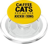 Coffee Cats And Kickboxing Simpatico Divertente Kickboxer Amante dei Gatti PopSockets PopGrip per MagSafe