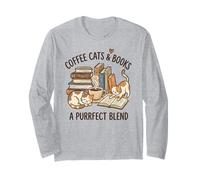 Coffee Cats & Books Una Miscela Purrfect Maglia a Manica