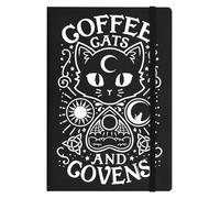 Coffee, Cats & Covens - Taccuino con copertina rigida, formato A5, colore: Nero