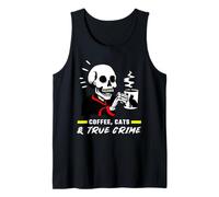 Coffee Cats & True Crime Funny Skull Cat Crime Show Lovers Canotta