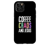 Coffee Chaos And Jesus Christ Christian Religious Love Faith Custodia per iPhone 11 Pro