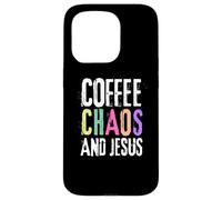Coffee Chaos And Jesus Christ Christian Religious Love Faith Custodia per iPhone 15 Pro