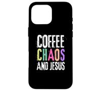 Coffee Chaos And Jesus Christ Christian Religious Love Faith Custodia per iPhone 16 Pro Max