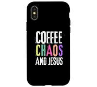Coffee Chaos And Jesus Christ Christian Religious Love Faith Custodia per iPhone X/XS