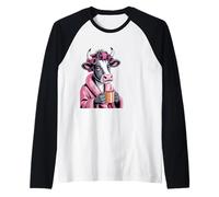 Coffee Cow Morning Animal Funny Tired Maglia con Maniche Raglan