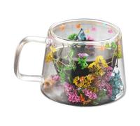 Coffee Cup - 250ml Anti-scald Double Wall Glass Coffee Mugs With Handle, Long-lasting Insulated Flower Glass Mugs, Clear Cups With Flower Design, Doube-Wall Insulated Mug For Latte, Cappuccino