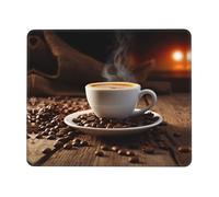 (Coffee Cup And Coffee Beans) Tappetini Mouse Base in Gomma Tappetino per Mouse Liscio Mousemat per Gioco Casa Ufficio 25X30Cm