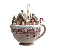 Coffee Cup - Christmas Ornaments | Christmas Decorations | Christmas Snow Houses Hot Chocolate Mug Ornaments, 2D Acrylic Christmas Tree Decoration Charm Hot Cocoa Theme Pendant for Winter Decor