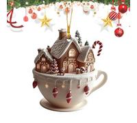 Coffee Cup - Christmas Ornaments | Christmas Decorations | Christmas Snow Houses Hot Chocolate Mug Ornaments, 2D Acrylic Christmas Tree Decoration Charm Hot Cocoa Theme Pendant for Winter Decor