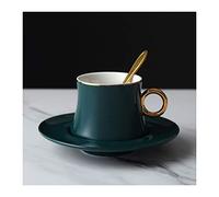Coffee Cup Elegant Tea Cups and Saucers with Gold Trim and Coffee Spoon British Coffee Cups Porcelain Tea Set 7.4 Oz/220ml Coffee Mugs (Color : Green)