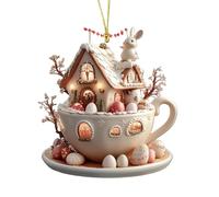 Coffee Cup House Easter Egg Ornaments - for Evaluation | 2d Acrylic Flat Pendant with Resilient Shield Sleek & Tree Decorations for Home, Home and Professional Holiday Room Utility
