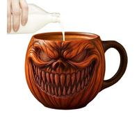 Coffee Cups, Spooky Pumpkin Drinkware, Decorative Beverage Containers, Festive Design Reusable Build Halloween Cups for Cocktails, Beer, Table, Shelf Desk, Party, 5.71x5.71 Inches