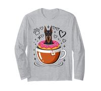 Coffee Doberman Pinscher Donut Dobbie Maglia a Manica