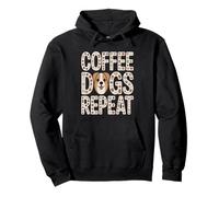 Coffee Dogs Repeat Corgi Dog Lover caffè Felpa con Cappuccio