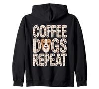 Coffee Dogs Repeat Corgi Dog Lover caffè Felpa con Cappuccio