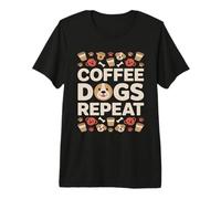 Coffee Dogs Repeat Corgi Dog Lover caffè Maglietta Premium