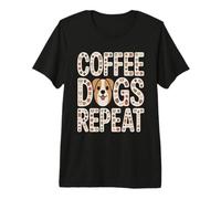 Coffee Dogs Repeat Corgi Dog Lover caffè Maglietta Premium