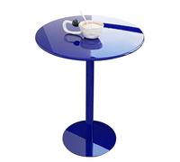 Coffee Drink Table Bar Table, Round Dining Kitchen Table, Metal Bistro Pub Table for Cocktail Wine Racks, Living Room Sofa Side Table Outdoor End Table for Bar, Counter Table(Blue,70x70x104c