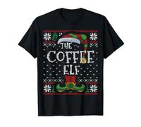 Coffee Elf Family Christmas Matching Ugly Sweater Maglietta