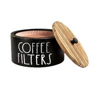 Coffee Filter Holder - Wooden Rustic Cafe Decor, Coffee Filter Organizer with Lid | For Pour, Drip, Brew, Serve | Campeggio, Travel, CoffeeBar, Rustic Style Storage Box, Wooden Filters Basket