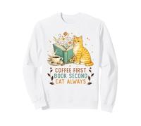 Coffee First Book Second Cat Always Reading Library Cat Love Felpa
