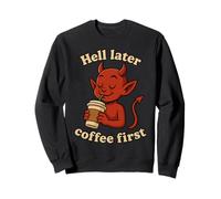 Coffee First Halloween Divertente Demone Diavolo Caffeina Amante Felpa