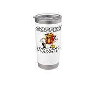 Coffee First Retro Cartoon Mascot Barista Bicchiere termico in acciaio inox doppia parete