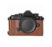 (Coffee) For Nikon Z f Tree Bark Leather Bottom Case Half Camera Cover with Battery Opening