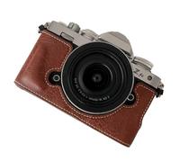 (Coffee) For Nikon Z Fc Buffalo Texture PU Leather Bottom Case Half Body Camera Cover with Battery Opening