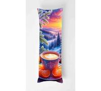 Coffee Fruit Body Pillow Cover 28x35 Inch, Durable Velvet pillow Case Scenery, Long body Pillow case cover Soft Breathable, Decorative Bolster Pillowcase for Hotel Couch Bedroom