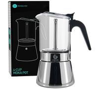 Coffee Gator Caffettiera Moka, Vetro Trasparente e Acciaio Inox, 4 Tazze (200 ml)