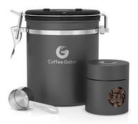 Coffee Gator Coffee Canister - Contenitore per caffè in Acciaio Inossidabile da 6" per caffè macinato con Data Tracker, valvola di Rilascio Co2 - Medium, Grey