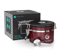 Coffee Gator Contenitore in acciaio inox per fondi e chicchi di caffè con date-tracker, valvola a rilascio di CO2 e misurino, piccolo, rosso
