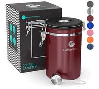 Coffee Gator Contenitore per caffè in acciaio inossidabile 1900 ml, contenitore ermetico con coperchio, indicatore di data, valvola di rilascio di CO2, cucchiaio dosatore