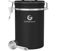 Coffee Gator Contenitore per caffè in acciaio inossidabile 1900 ml, contenitore ermetico con coperchio, indicatore di data, valvola di rilascio di CO2, cucchiaio dosatore