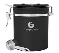 Coffee Gator Contenitore per caffè in acciaio inox con date-tracker, valvola a rilascio di CO2 e misurino, medio, nero