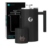 Coffee Gator - Macchina da caffè a stampa francese, isolata, in acciaio inox, manuale per casa, campeggio con contenitore da viaggio, presse per 4 tazze di servizio (nero)
