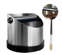 Coffee Grounds Knock Box, piccola scatola per caffè espresso in acciaio inossidabile, scatola per macinare il caffè con barra rimovibile e spazzola per caffè, contenitore per fondi di caffè con base