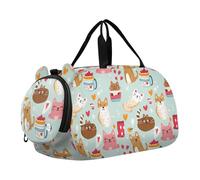 Coffee Hot Cats Cratoon - Borsa da palestra per bambini, con scomparto per scarpe, multifunzionale, per la notte, weekender, borsa da viaggio per viaggi, nuoto, danza, danza