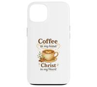 Coffee In My Hand Christ In My Heart Watercolor Christian Custodia per iPhone 13
