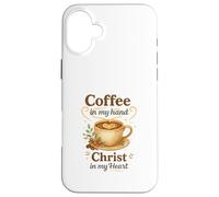 Coffee In My Hand Christ In My Heart Watercolor Christian Custodia per iPhone 16 Plus