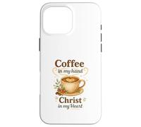 Coffee In My Hand Christ In My Heart Watercolor Christian Custodia per iPhone 16 Pro Max