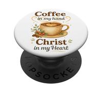 Coffee In My Hand Christ In My Heart Watercolor Christian PopSockets PopGrip Adesivo
