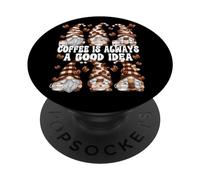 Coffee Is Always A Good Idea Funny Gnome Graphic Coffee Crew PopSockets PopGrip Adesivo