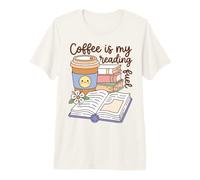 Coffee Is My Reading Fuel Book Lover Bookworm Reader Maglietta Premium
