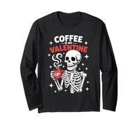 Coffee Is My Valentine Funny Skeleton Coffee Lover Maglia a Manica