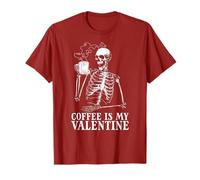Coffee Is My Valentine Uomo Scheletro Bere caffè Maglietta