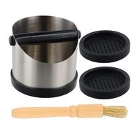 Coffee Knock Box, 580 ml Contenitore Fondi Caffè in Acciaio Inox, Argento Caffè Manomissione della Macchina, Viene Fornito con Spazzola per la Pulizia e Tappetino Antiscivolo
