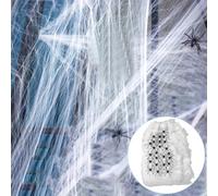 Coffee Life Plus Decorazioni Ragnatele Halloween,200g Spider Web +40 Nero Finti Ragni,Halloween di Ragnatela Estensibile,Ragnatela Realistica e Elastica,per Decorazioni per Feste di Halloween